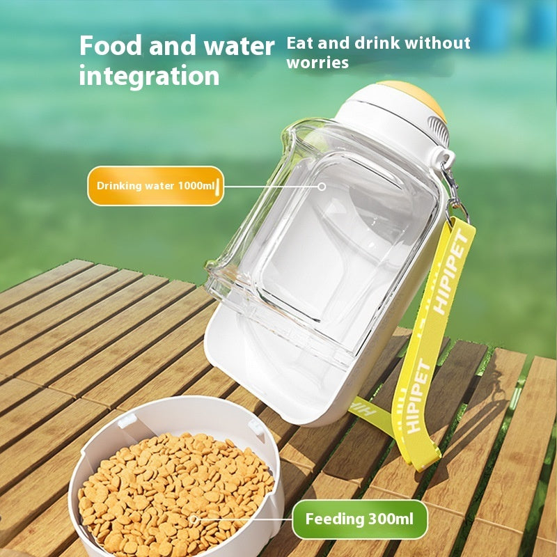 2-in-1 Pet Water Bottle & Food Bowl
